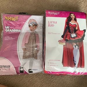 Family little red riding hood , grandma , bad wolf